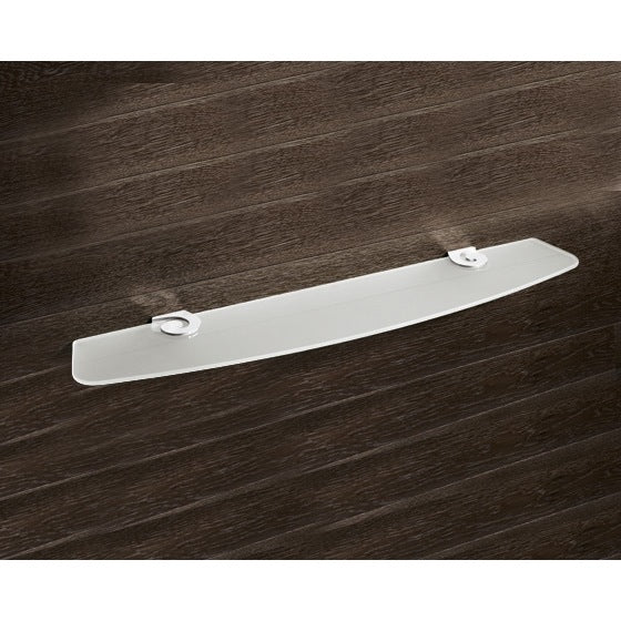 Sissi Round Satinized Glass Bathroom Shelf With Chrome Clips - Stellar Hardware and Bath 