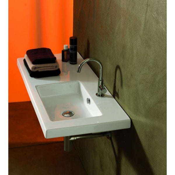 Condal Rectangular White Ceramic Wall Mounted or Drop In Sink - Stellar Hardware and Bath 