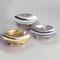 Cylindrical Round Contemporary Chrome And Gold Countertop Soap Dish - Stellar Hardware and Bath 