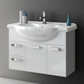 32 Inch Wall Mount Glossy White Bathroom Vanity Set - Stellar Hardware and Bath 