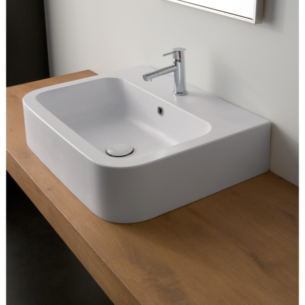 Next White Ceramic Vessel or Wall Mounted Bathroom Sink - Stellar Hardware and Bath 