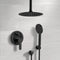 Orsino Matte Black Ceiling Shower Set with Rain Shower Head and Hand Shower - Stellar Hardware and Bath 