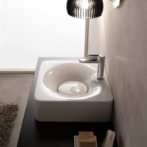 Fuji Rectangular White Ceramic Wall Mounted or Vessel Sink - Stellar Hardware and Bath 