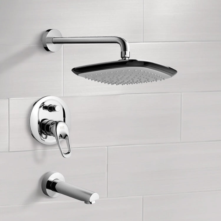 Peleo Chrome Tub and Shower Faucet Sets with 9" Rain Shower Head - Stellar Hardware and Bath 