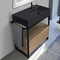 Solid Console Sink Vanity With Matte Black Ceramic Sink and Natural Brown Oak Drawer - Stellar Hardware and Bath 