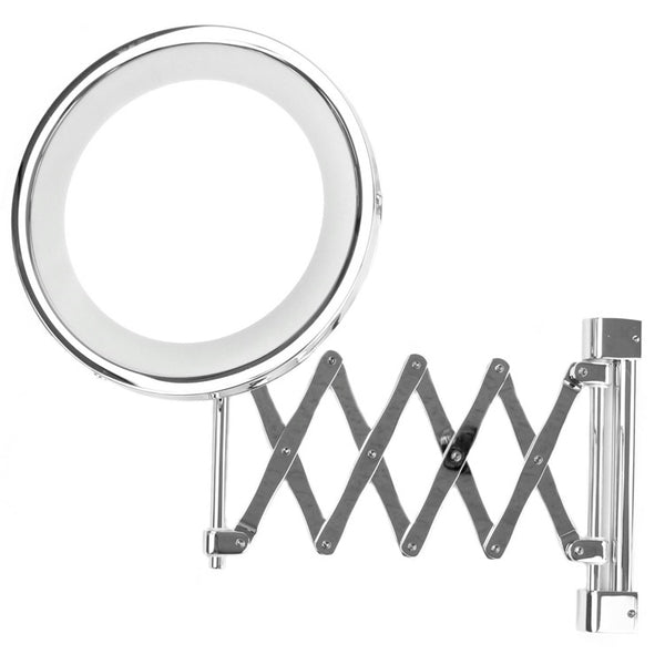Incandescent Mirrors Wall Mounted Extendable Lighted 3x or 5x Brass Magnifying Mirror - Stellar Hardware and Bath 