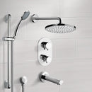 Galiano Chrome Thermostatic Tub and Shower System with 8" Rain Shower Head and Hand Shower - Stellar Hardware and Bath 