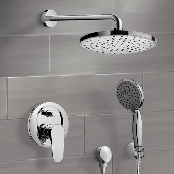 Orsino Chrome Shower System with Adjustable Shower Head and Hand Shower - Stellar Hardware and Bath 