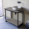 Solid Console Sink Vanity With Ceramic Vessel Sink and Grey Oak Shelf - Stellar Hardware and Bath 