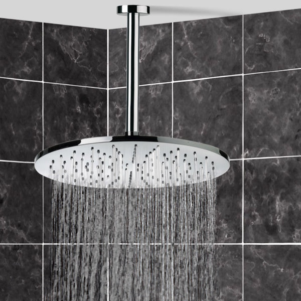 Enzo 12" Ceiling Mount Rain Shower Head With Arm, Chrome - Stellar Hardware and Bath 