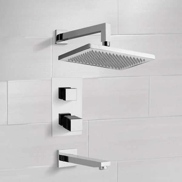 Peleo Thermostatic Tub and Shower Faucet Sets with 9.5" Rain Shower Head - Stellar Hardware and Bath 