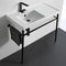 ML Rectangular Ceramic Console Sink and Matte Black Stand - Stellar Hardware and Bath 