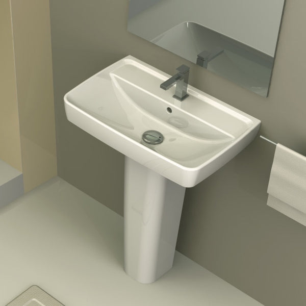 Duru Rectangular White Ceramic Pedestal Sink - Stellar Hardware and Bath 