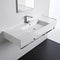 Teorema 2 Rectangular Ceramic Wall Mounted Sink With Counter Space, Includes Towel Bar - Stellar Hardware and Bath 