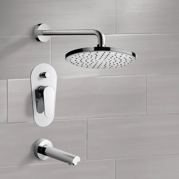 Peleo Chrome Tub and Shower Faucet Sets with 8" Rain Shower Head - Stellar Hardware and Bath 