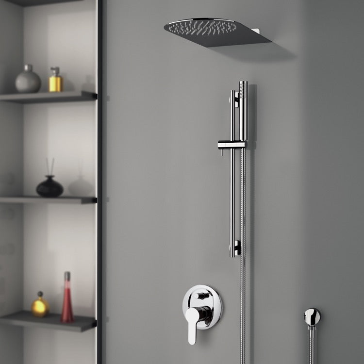 Galiano Chrome Shower System with 10" Rain Shower Head and Hand Shower - Stellar Hardware and Bath 