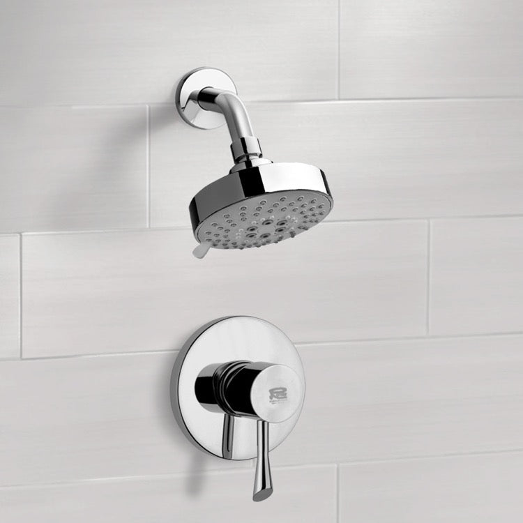 Mario Chrome Shower Faucet Set with Multi Function Shower Head - Stellar Hardware and Bath 