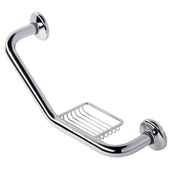 Standard Hotel Chrome Shower Grab Bar with Soap Holder - Stellar Hardware and Bath 
