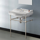 1837 Traditional Ceramic Console Sink With Satin Nickel Stand - Stellar Hardware and Bath