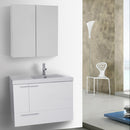 31 Inch Glossy White Bathroom Vanity with Fitted Ceramic Sink, Wall Mounted, Medicine Cabinet Included - Stellar Hardware and Bath 