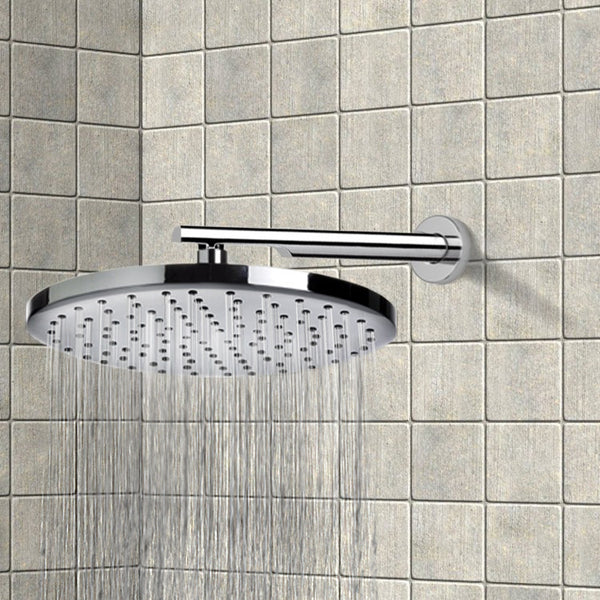 Water Therapy 12" Rain Shower Head With Arm, Chrome - Stellar Hardware and Bath 