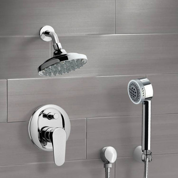 Orsino Chrome Shower System with 6" Rain Shower Head and Hand Shower - Stellar Hardware and Bath 