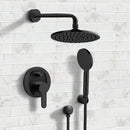 Orsino Matte Black Shower Set With 8" Rain Shower Head and Multi Function Hand Shower - Stellar Hardware and Bath 