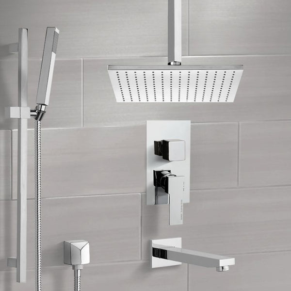 Estate Tub and Shower System with Ceiling 12" Rain Shower Head and Hand Shower - Stellar Hardware and Bath 