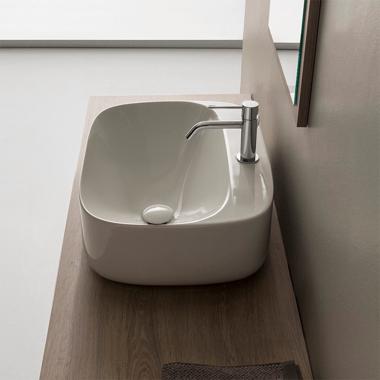 Moon Oval White Ceramic Vessel Bathroom Sink - Stellar Hardware and Bath 