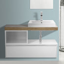 41 Inch Wall Mount White/Aged Brown Top Vanity Cabinet With Square Vessel Sink - Stellar Hardware and Bath 