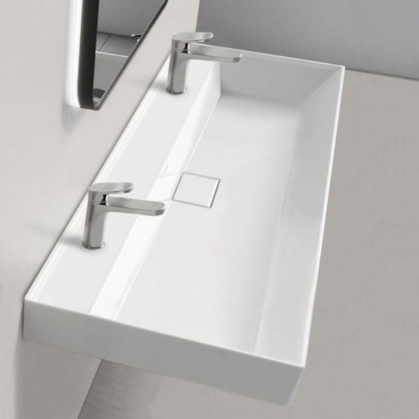 Sharp Trough Ceramic Wall Mounted or Drop In Sink - Stellar Hardware and Bath 