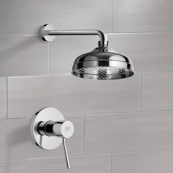 Mario Shower Faucet Set with 8" Rain Shower Head - Stellar Hardware and Bath 