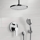 Orsino Chrome Shower System with Rain Ceiling Shower Head and Hand Shower - Stellar Hardware and Bath 