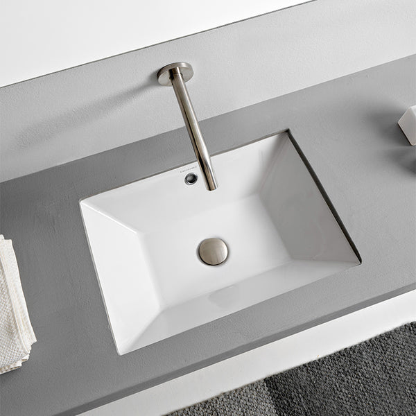 Teorema 2 Rectangular White Ceramic Undermount Sink - Stellar Hardware and Bath 