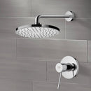 Mario Chrome Shower Faucet Set with 8" Rain Shower Head - Stellar Hardware and Bath