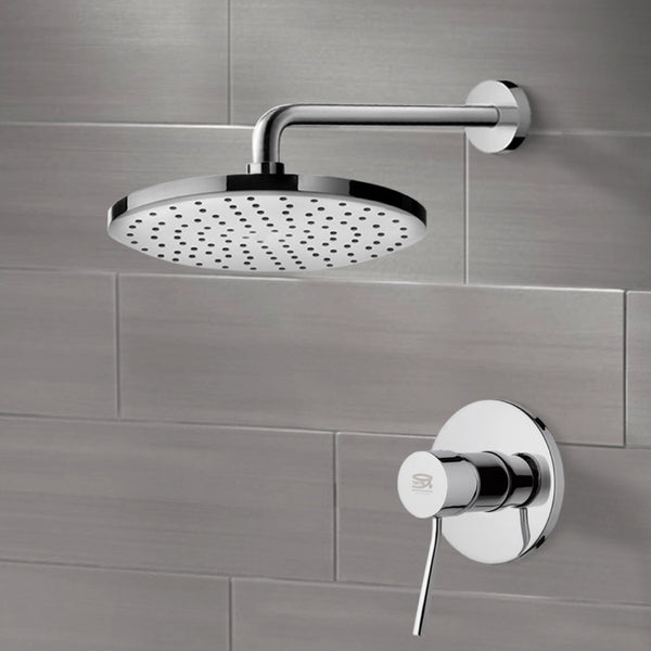 Mario Chrome Shower Faucet Set with 8" Rain Shower Head - Stellar Hardware and Bath 