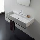 Teorema Rectangular Wall Mounted Ceramic Sink With Polished Chrome Towel Bar - Stellar Hardware and Bath 