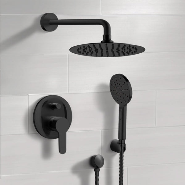 Orsino Matte Black Shower Set With Rain Shower Head and Hand Shower - Stellar Hardware and Bath 