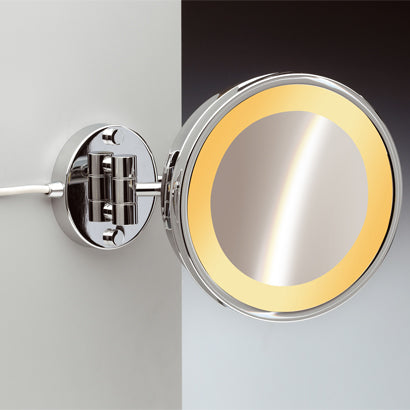 Incandescent Mirrors Wall Mounted One Face Lighted 3x or 5x Brass Magnifying Mirror - Stellar Hardware and Bath 