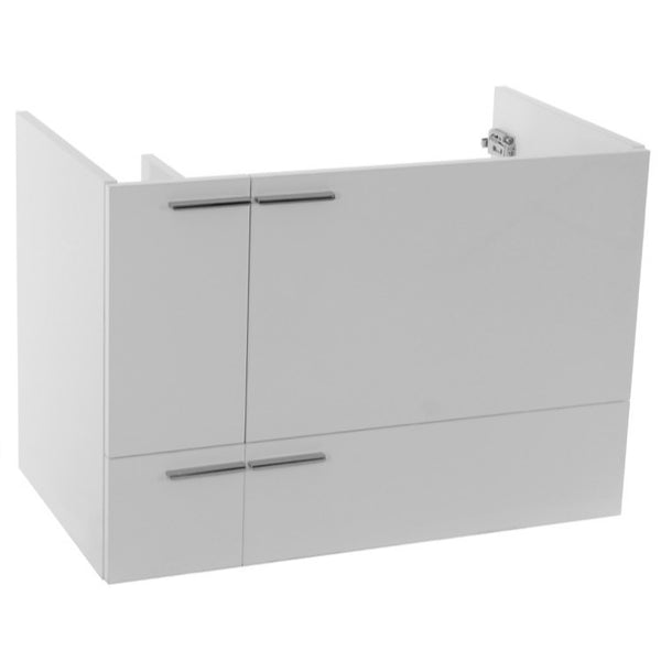 31 Inch Wall Mount Glossy White Bathroom Vanity Cabinet - Stellar Hardware and Bath 