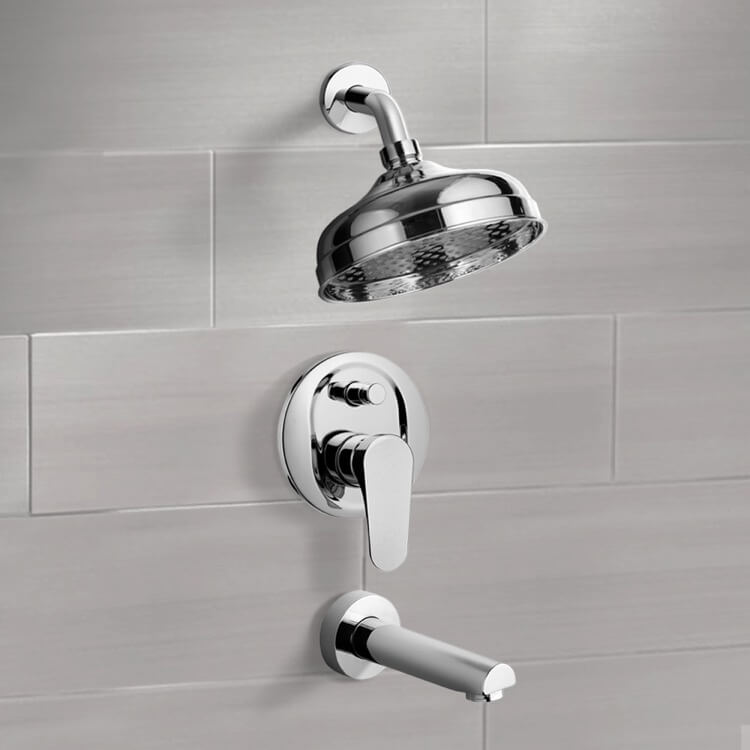 Peleo Tub and Shower Faucet Sets with 8" Rain Shower Head - Stellar Hardware and Bath 