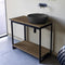 Solid Console Sink Vanity With Matte Black Vessel Sink and Natural Brown Oak Shelf - Stellar Hardware and Bath 