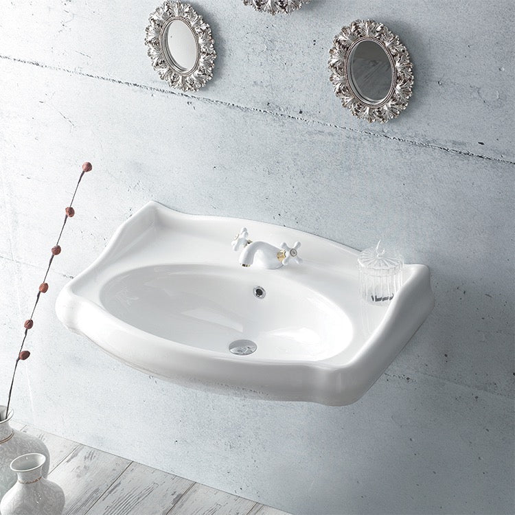 1837 Rectangle White Ceramic Wall Mounted Sink - Stellar Hardware and Bath 