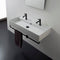 Teorema Wall Mounted Double Ceramic Sink With Matte Black Towel Bar - Stellar Hardware and Bath 
