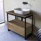 Solid Console Sink Vanity With Ceramic Vessel Sink and Natural Brown Oak Drawer - Stellar Hardware and Bath 