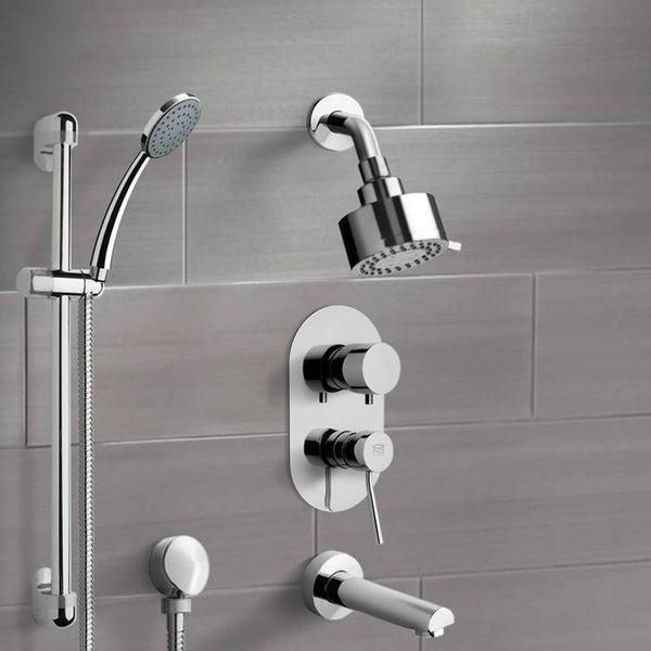 Galiano Chrome Tub and Shower System with Multi Function Shower Head and Hand Shower - Stellar Hardware and Bath 