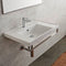 ML Rectangular Wall Mounted Ceramic Sink With Polished Chrome Towel Bar - Stellar Hardware and Bath 