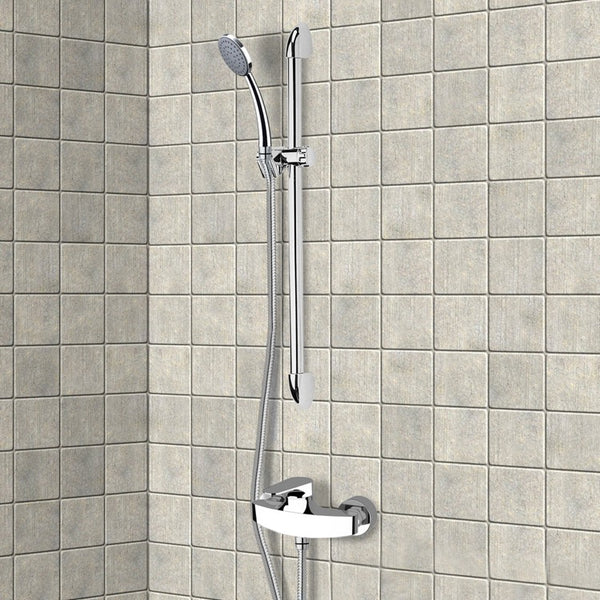 Rendino Chrome Slidebar Shower Set With Hand Shower - Stellar Hardware and Bath 