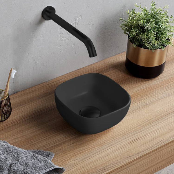 Glam Small Matte Black Vessel Sink in Ceramic - Stellar Hardware and Bath 