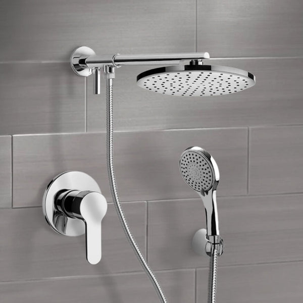 Orsino Chrome Shower System With Rain Shower Head and Hand Shower - Stellar Hardware and Bath 